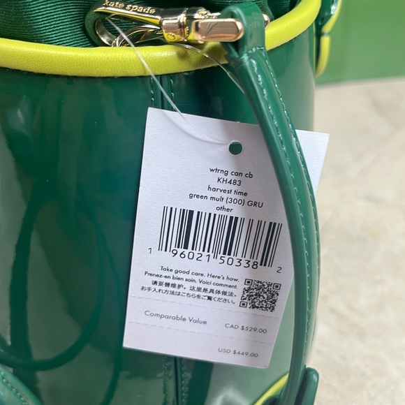 ♠️kate spade Harvest Time Watering Can Patent Fabric Crossbody, Green Multi NWT - Picture 15 of 16